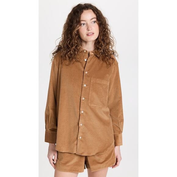 AYR The Deep End Brown Corduroy Relaxed Fit Button Up Shirt Size XS - Picture 1 of 8